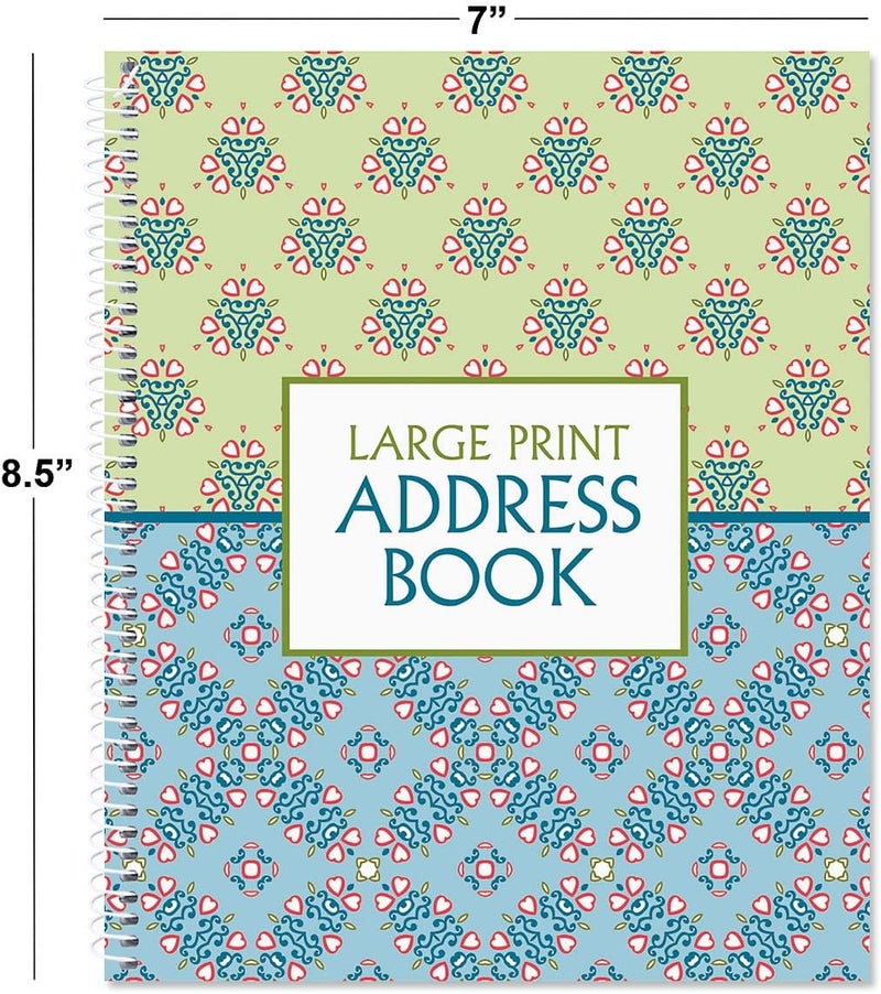 Current Fresh Patterns Large Print Address Book, 56 Pages, Big 7” x 8.5” Spiral Bound, Soft Cover Organizer for Contact Phone Number, Mailing Address, & Email, Easy-to-Read Senior Logbook - Image 4